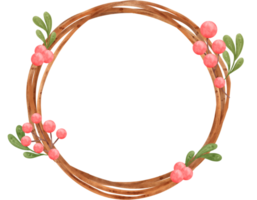 Christmas wreath circle frame watercolor illustration png