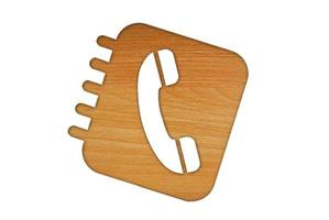 símbolo de teléfono en madera foto