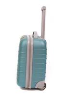 blue modern travel suitcase isolated on white photo
