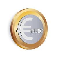 monedas de euro de oro aisladas sobre fondo blanco, vector