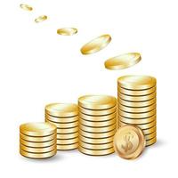 gold dollar coins in vector