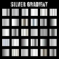 Metallic texture silver gradient set Vector