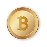 Gold coins of bitcoin, euro, dollar vector