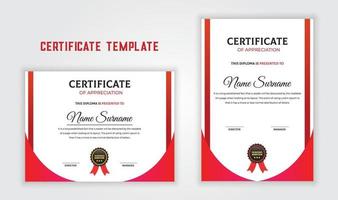 Red certificate of appreciation template set. Award certificate design. vector