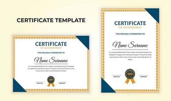 Elegant certificate template with golden frames.Diploma and education document set. vector