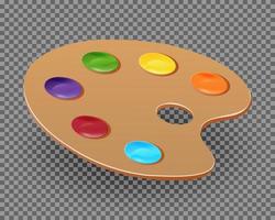 Palette with paints isolated on a dark background. Paints. Drawing tool. Back to school. Vector illustration.