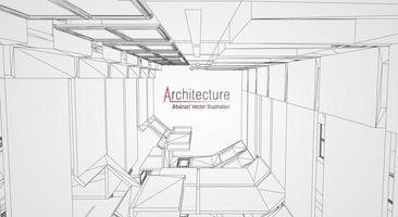 Estructura alámbrica de la arquitectura moderna. concepto de estructura metálica urbana. Ilustración de construcción de estructura alámbrica de dibujo CAD de arquitectura. vector