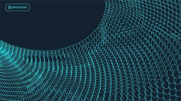 Abstract vector landscape background. Cyberspace grid. 3d technology vector illustration.