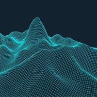 3D Wireframe Terrain Wide Angle EPS10 Vector