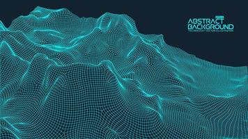 3D Wireframe Terrain Wide Angle EPS10 Vector