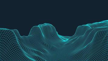 3D Wireframe Terrain Wide Angle EPS10 Vector