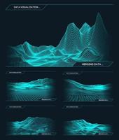 Fondo de paisaje de estructura alámbrica de vector abstracto. cuadrícula del ciberespacio. Ilustración de vector de estructura alámbrica de tecnología 3d. paisaje de estructura alámbrica digital para presentaciones.