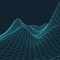 3d estructura alámbrica terreno gran angular eps10 vector