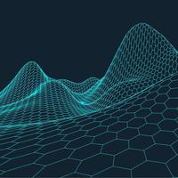 3D Wireframe Terrain Wide Angle EPS10 Vector