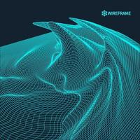 3D Wireframe Terrain Wide Angle EPS10 Vector