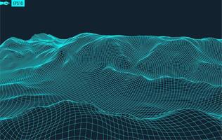 3D Wireframe Terrain Wide Angle EPS10 Vector