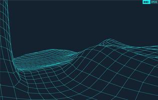 3D Wireframe Terrain Wide Angle EPS10 Vector