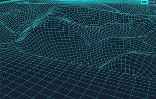 3D Wireframe Terrain Wide Angle EPS10 Vector