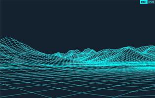 3D Wireframe Terrain Wide Angle EPS10 Vector