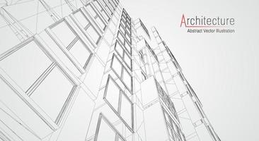 Modern architecture wireframe. Concept of urban wireframe. Wireframe building illustration of architecture CAD drawing. vector