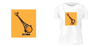 concepto de diseño de camisetas, ektara es un instrumento musical de una sola cuerda utilizado en la música tradicional del sur de asia vector