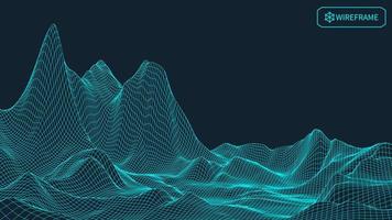 3D Wireframe Terrain Wide Angle EPS10 Vector