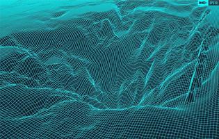 3D Wireframe Terrain Wide Angle EPS10 Vector