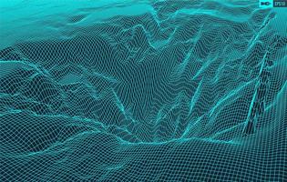 3D Wireframe Terrain Wide Angle EPS10 Vector