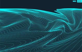 3d estructura alámbrica terreno gran angular eps10 vector