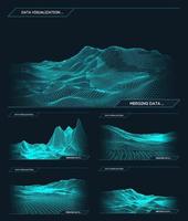 Fondo de paisaje de estructura alámbrica de vector abstracto. cuadrícula del ciberespacio. Ilustración de vector de estructura alámbrica de tecnología 3d. paisaje de estructura alámbrica digital para presentaciones.