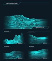 Fondo de paisaje de estructura alámbrica de vector abstracto. cuadrícula del ciberespacio. Ilustración de vector de estructura alámbrica de tecnología 3d. paisaje de estructura alámbrica digital para presentaciones.