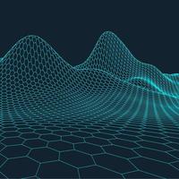 3D Wireframe Terrain Wide Angle EPS10 Vector