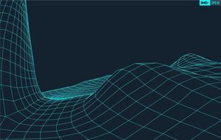3d estructura alámbrica terreno gran angular eps10 vector