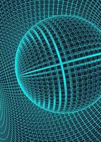 Abstract 3d Illuminated distorted Mesh Sphere . Neon Sign . Futuristic Technology HUD Element . Elegant Destroyed . Big data visualization . vector