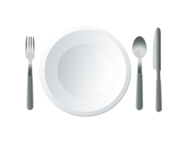 assiette ronde avec illustration de fourchette et couteau png