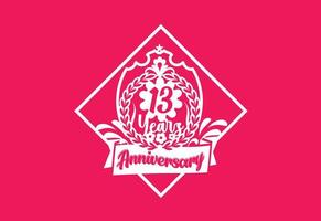 13 years anniversary logo and sticker design vector