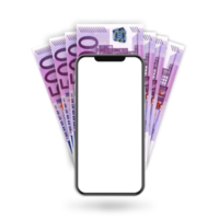 Illustration of Nigerian naira notes behind mobile phone isolated on transparent background png