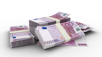 3d pila di 500 Euro Appunti isolato su trasparente sfondo. europeo moneta png