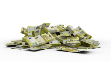 3D Stack of 200 Euro notes isolated on transparent background png