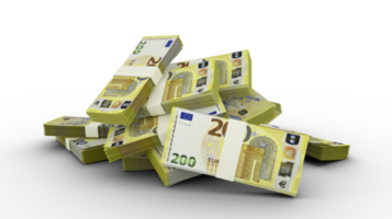 pilha 3d de notas de euro png