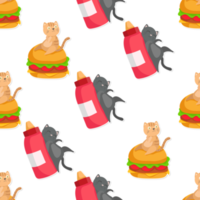 cat and food pattern png