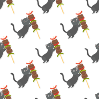 cat and food pattern png