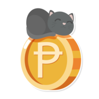 gatito con moneda de dibujos animados png