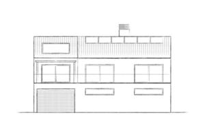Architecture sketch Front view of a facade house building. Architectural plan of a Modern house vector