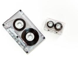 Different sizes of audio cassette tape isolated photo