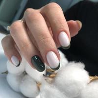 French manicure on the nails. French manicure design. Manicure gel nail polish photo