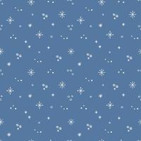 Winter seamless pattern with snowfall on a blue background. Vector illustration.