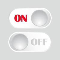 On and Off toggle switch buttons. Vector design