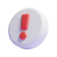 3d red alert warning sign notification icon or 3d danger alert sign icon