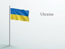 Ukraine Flag 3d Element Waving On Steel Flagpole vector